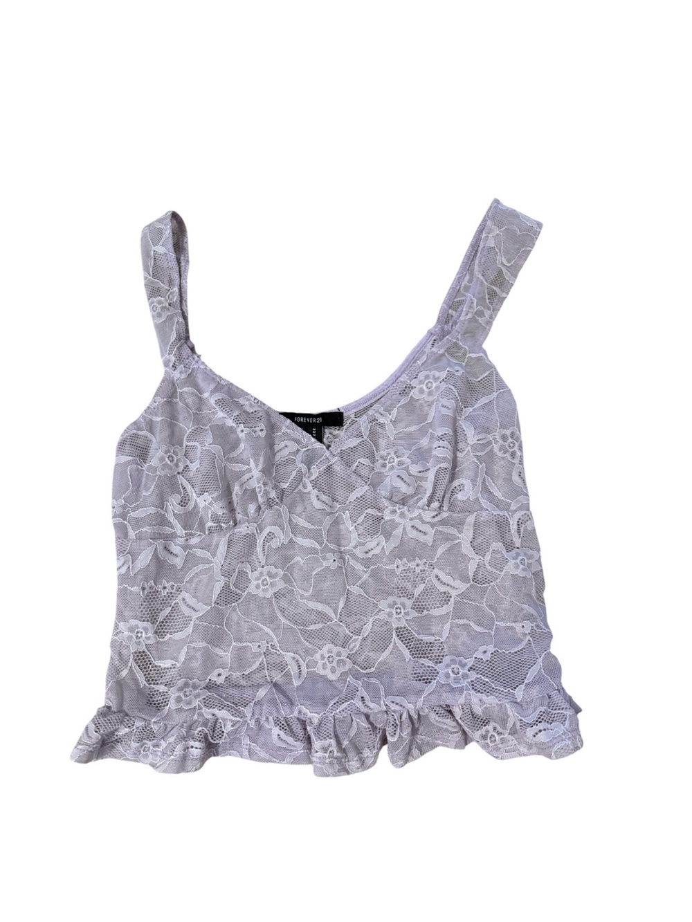 Forever 21 Lavender Lace Ruffle Crop Tank